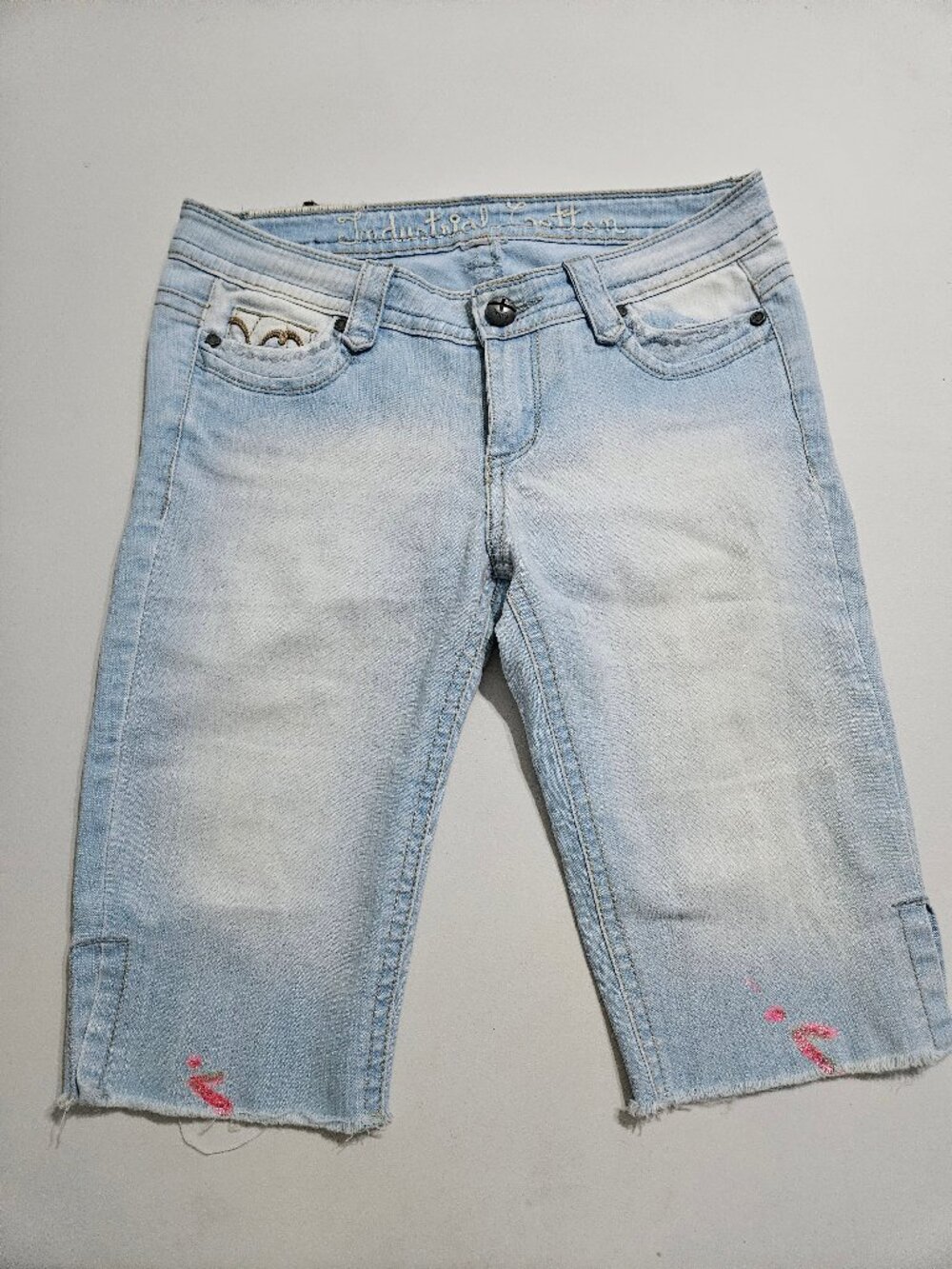 Industrial Cotton Women`s/Teen washed out Above the knee Jean Shorts size 4